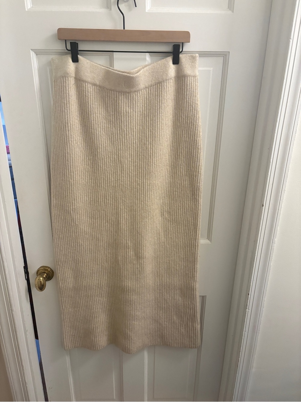 Marine Layer Cream Ribbed Midi Skirt